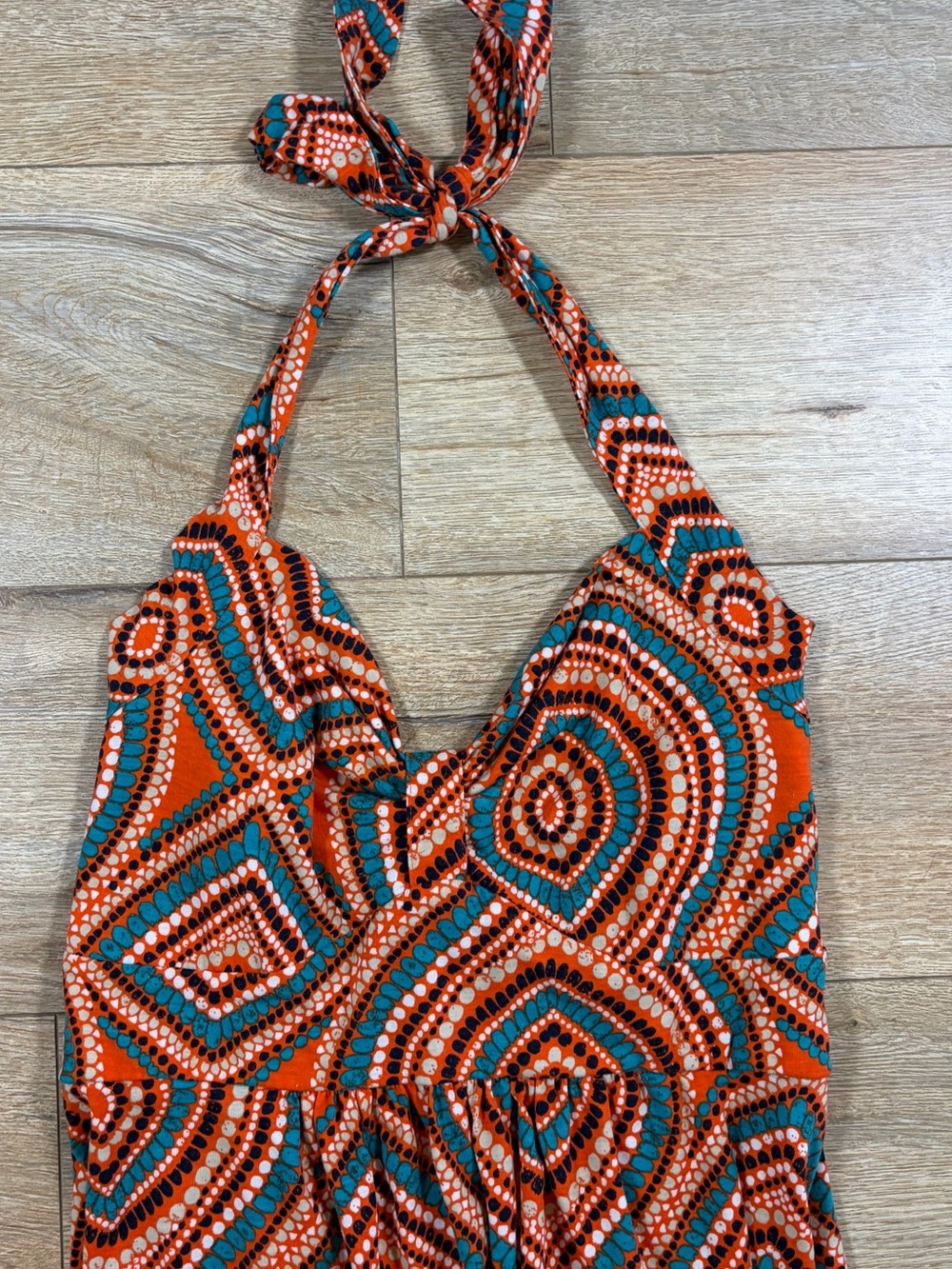 Miss Tina Orange Geometric Maxi Skirt with Teal Accents - Picture 4 of 6